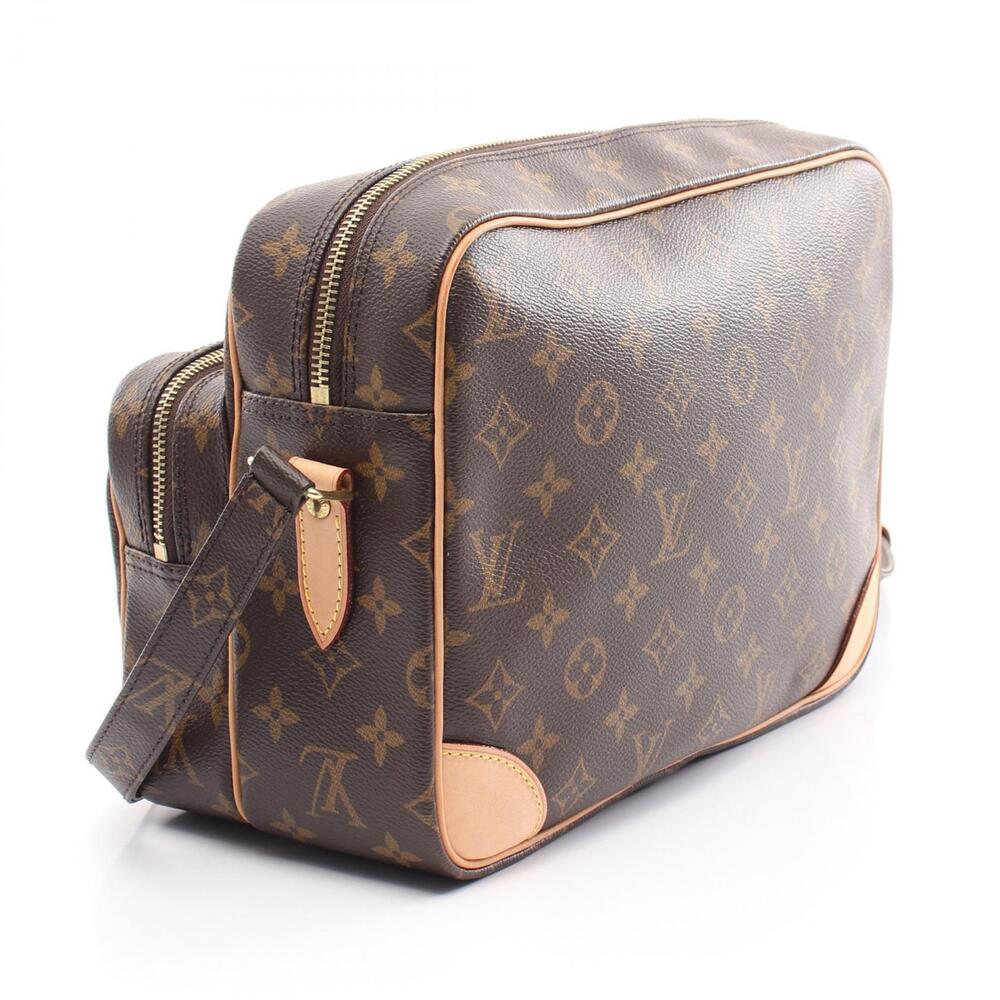 Louis Vuitton Canvas Bag Monogram Brown Shoulder Leather Nile